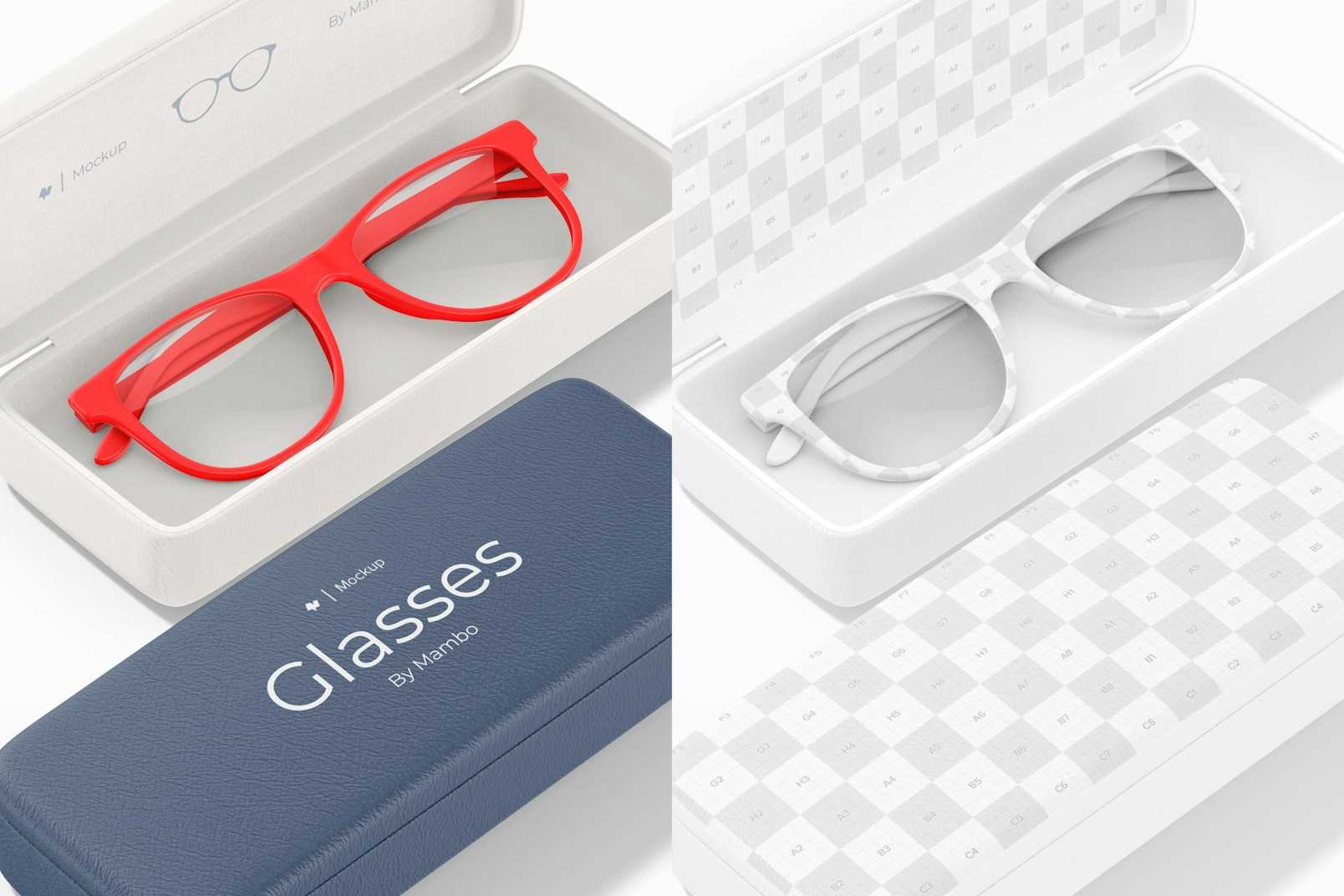Eyeglasses Cases Mockup, Close Up