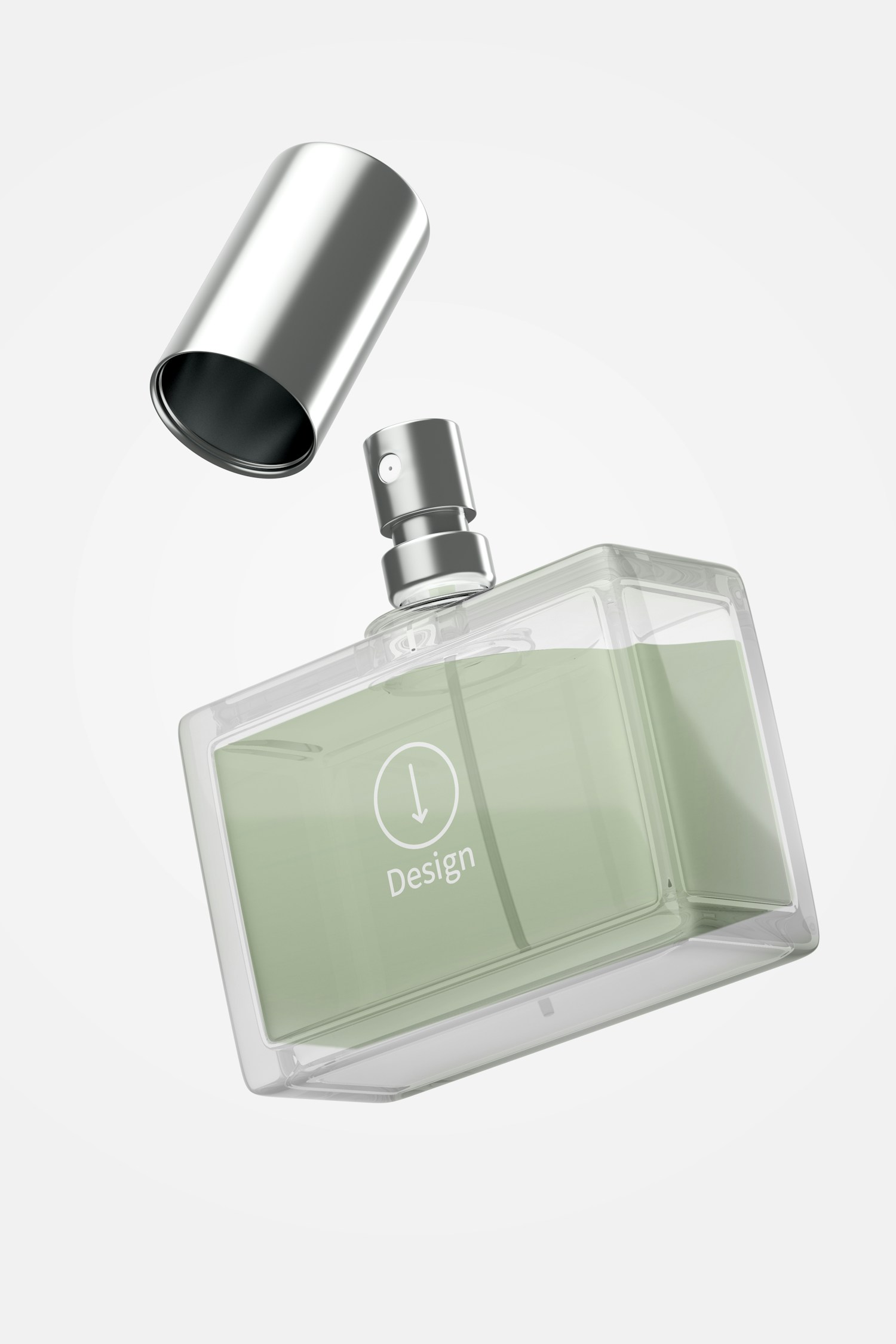 Maqueta de Botella de Perfume Cuadrada, Flotando
