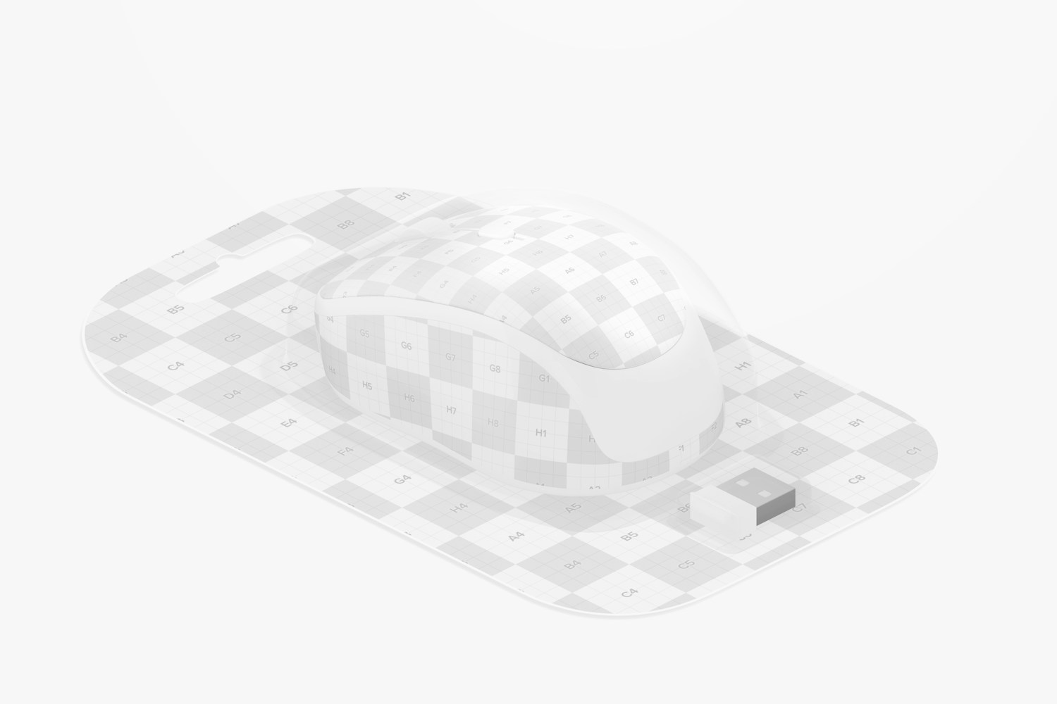 Wireless Mouse Blister Mockup, Isometric Right View