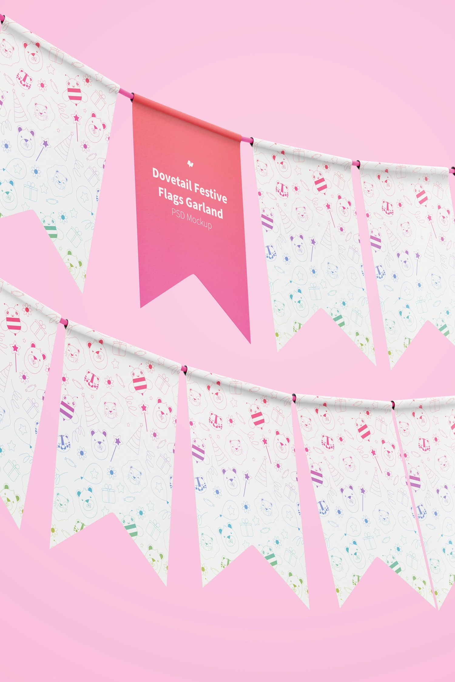 Dovetail Festive Flags Garland  Mockup