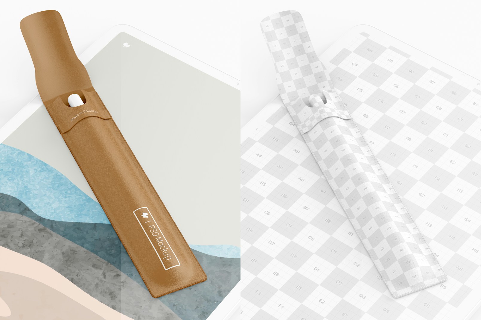 Leather Case for Apple Pencil Mockup, Opened