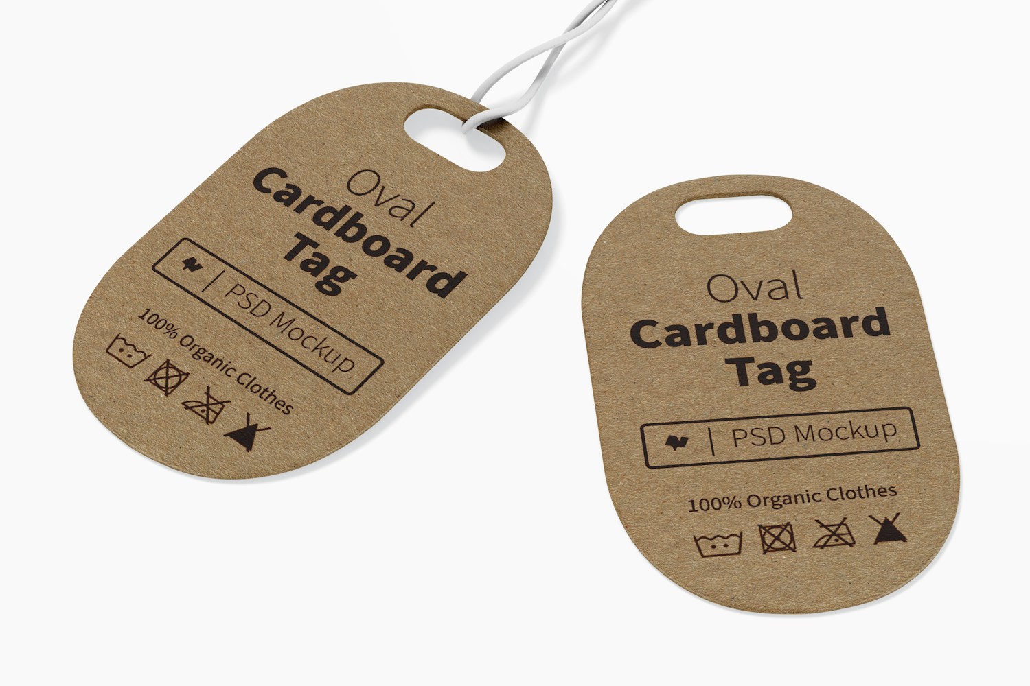 Oval Cardboard Tags Mockup, Top View
