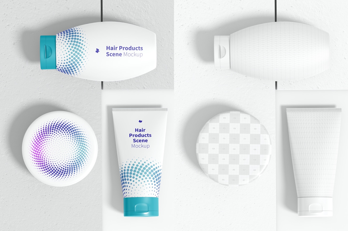 Hair Products Scene Mockup, Top View