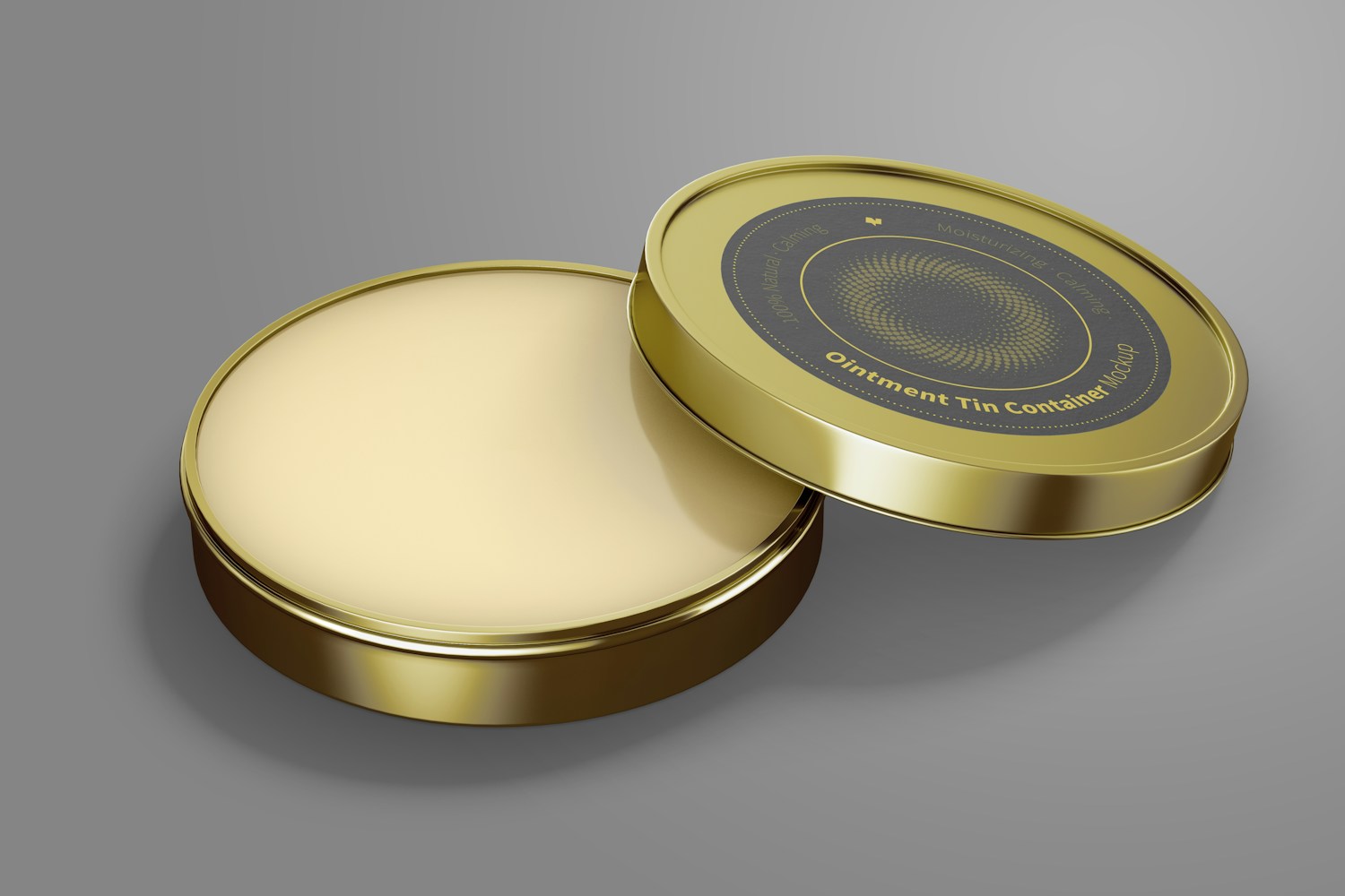 Ointment Tin Container Mockup, Opened