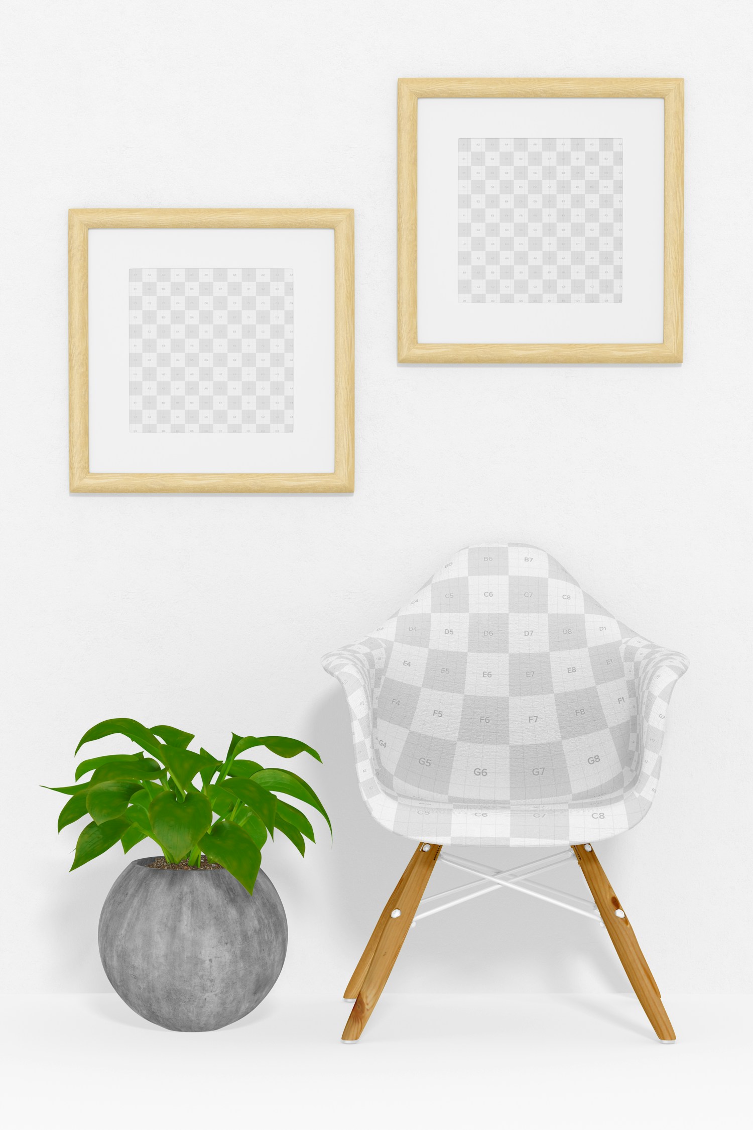 Square Frames with Fabric Chair Mockup