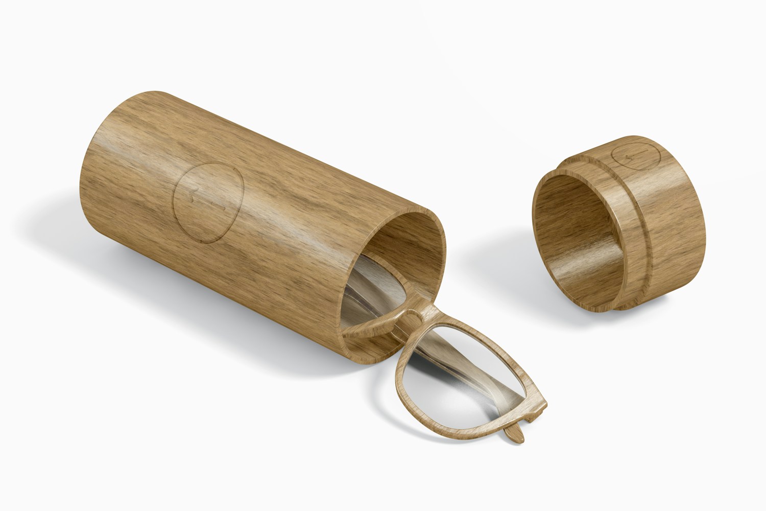 Bamboo Sunglasses Case Mockup, Opened Bamboo Sunglasses Case Mockup, Opened