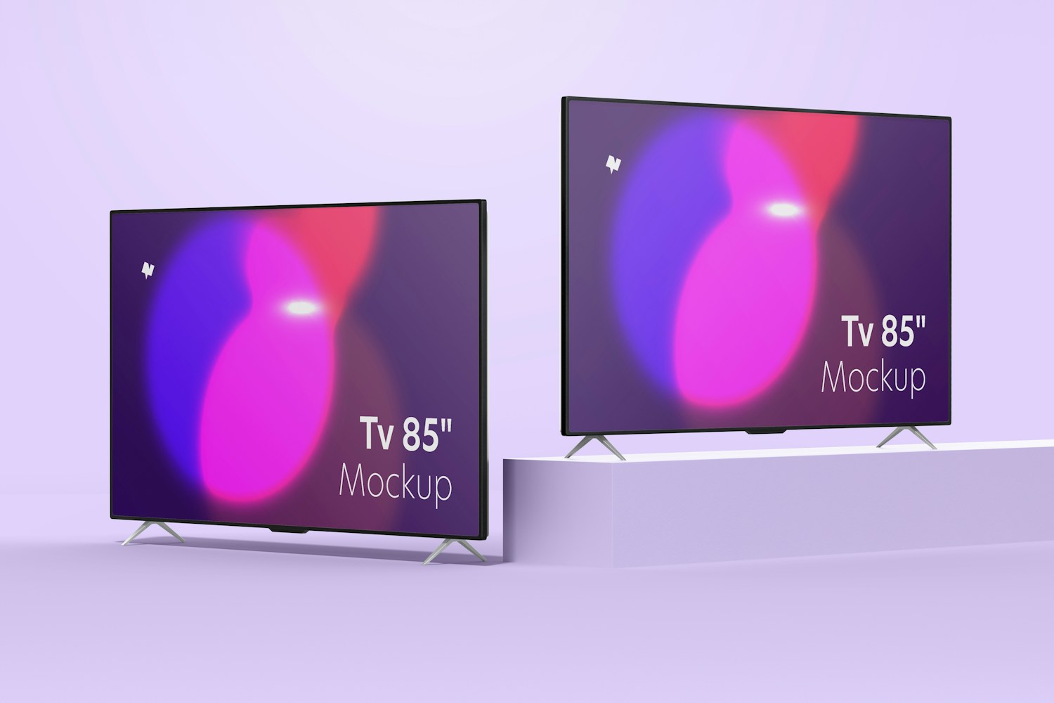 TVs 85" Mockup, Left and Right View
