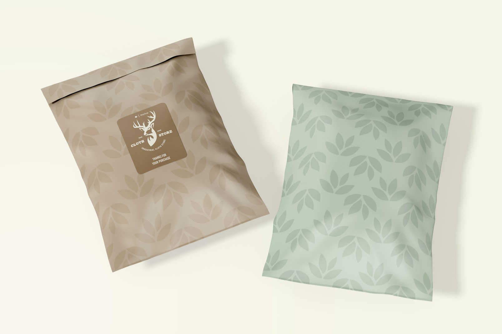 Plastic Mailing Bags Mockup, Front and Back View