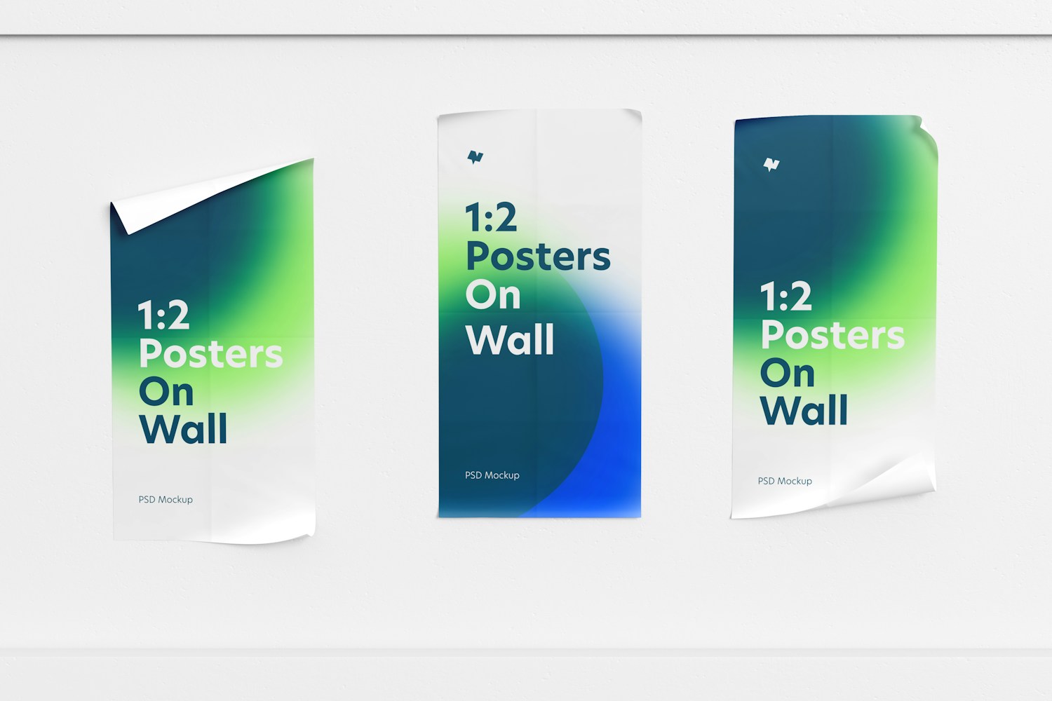 1:2 Posters on Wall Mockup, Front View