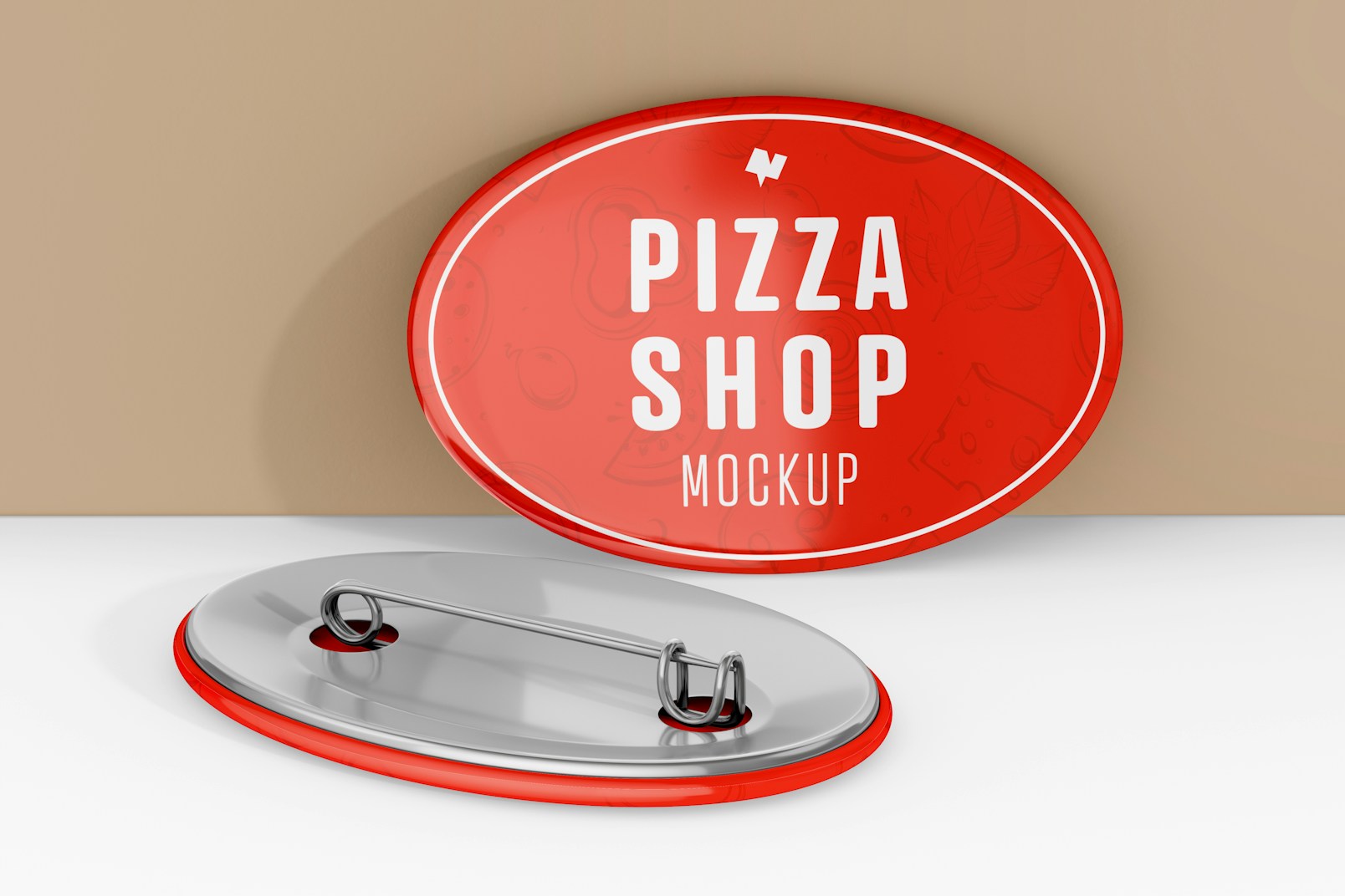 Acrylic Oval Pin Mockup, Front and Back View