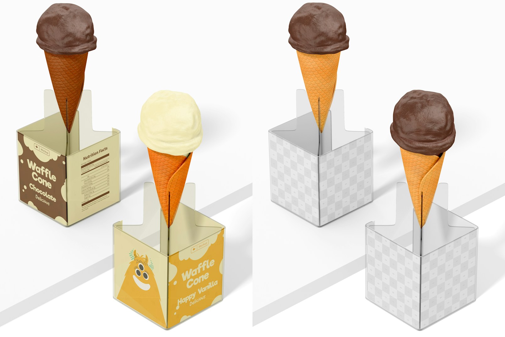 Waffle Cone Stands Mockup, Top View