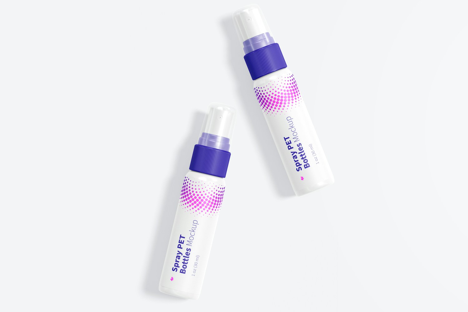 1 oz Spray PET Bottles Mockup, Top View 1 oz Spray PET Bottles Mockup, Top View