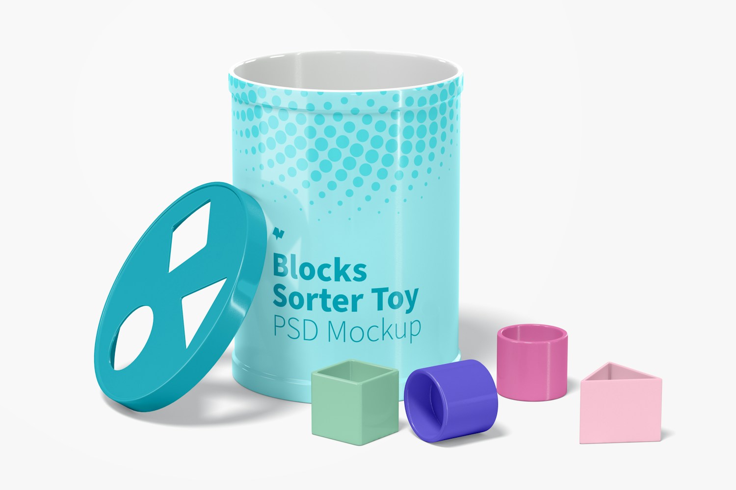 Blocks Sorter Toy Mockup, Opened