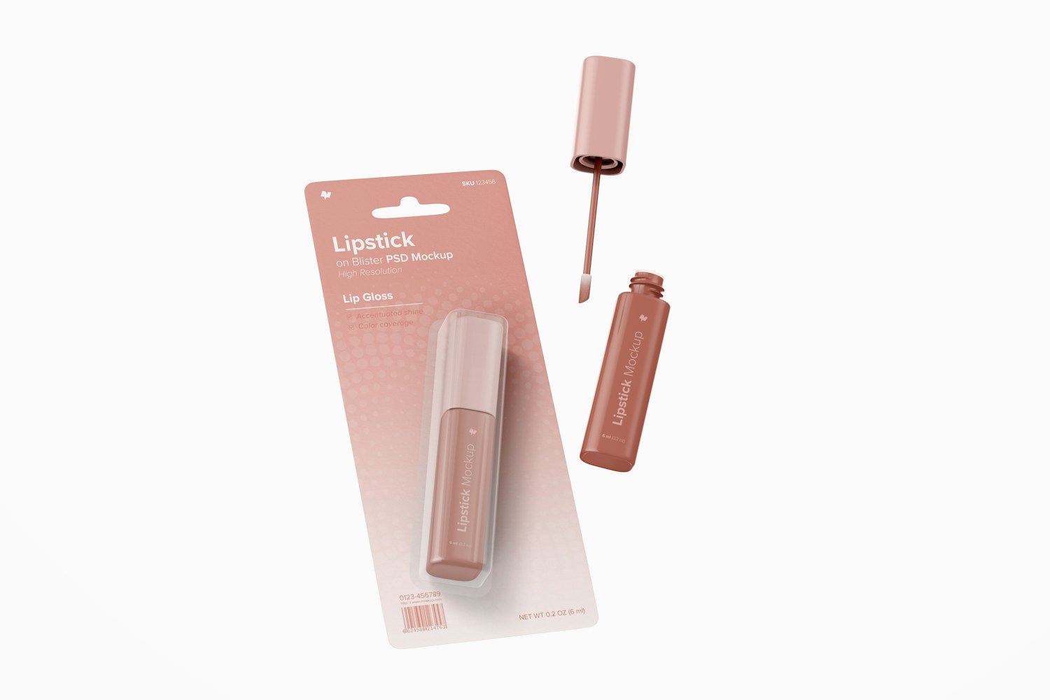 Lipstick on Blister Mockup, Floating Lipstick on Blister Mockup, Floating