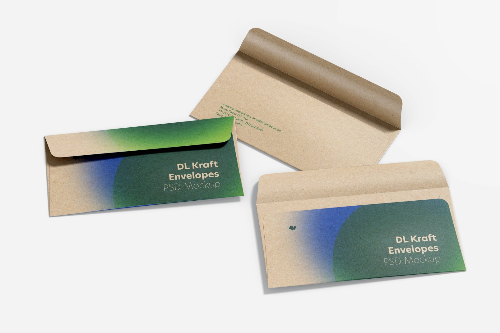 DL Kraft Envelopes Set Mockup