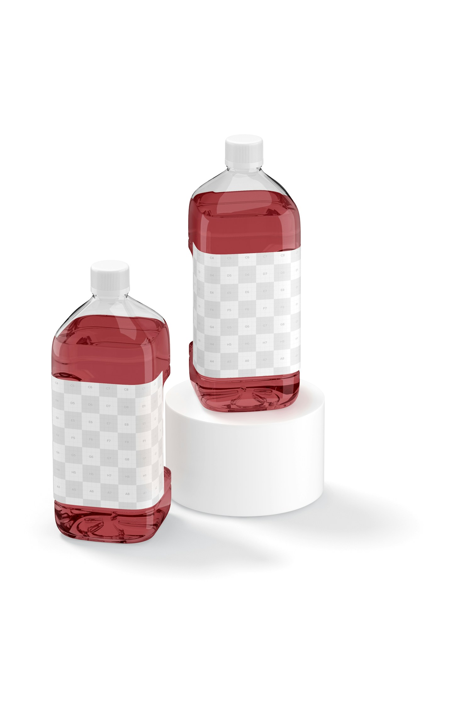 64 oz Clear PET Juice Bottles Mockup 02