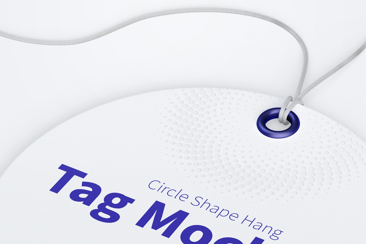 Circle Shape Hang Tag Mockup with String, Perspective View