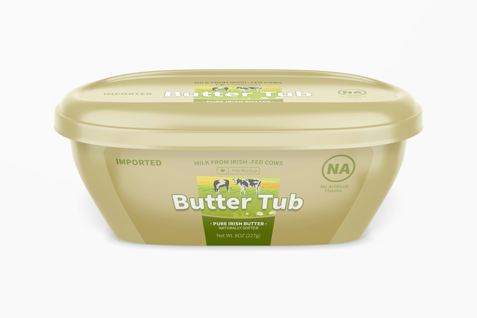 227gr Butter Tub Mockup, Front View