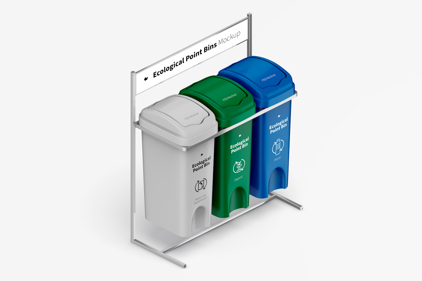 Ecological Point Bins Mockup, Isometric View