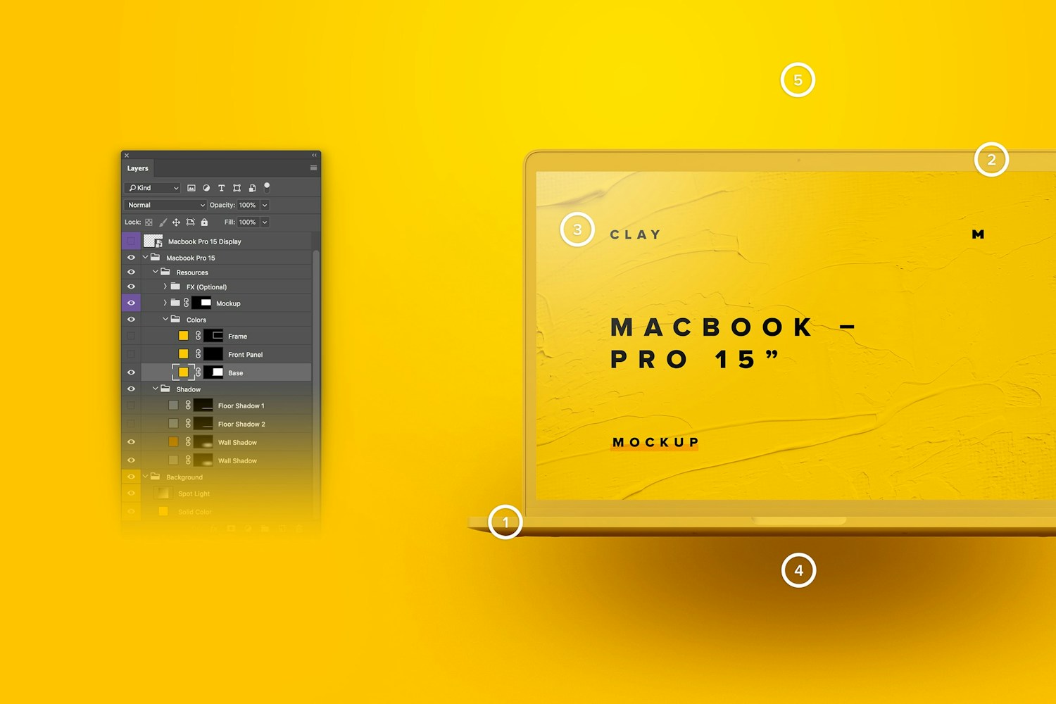 Maqueta de MacBook Pro de 15” con Touch Bar, Vista Frontal, Multicolor