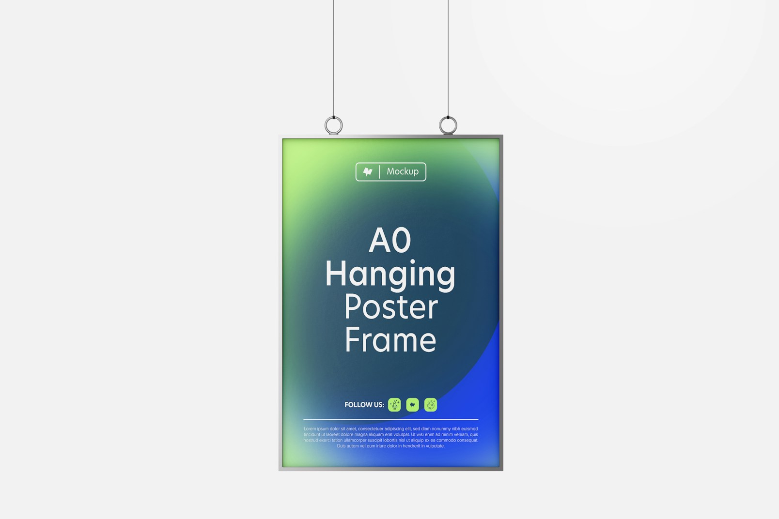 A0 Hanging Metal Poster Frame Mockup, Front View