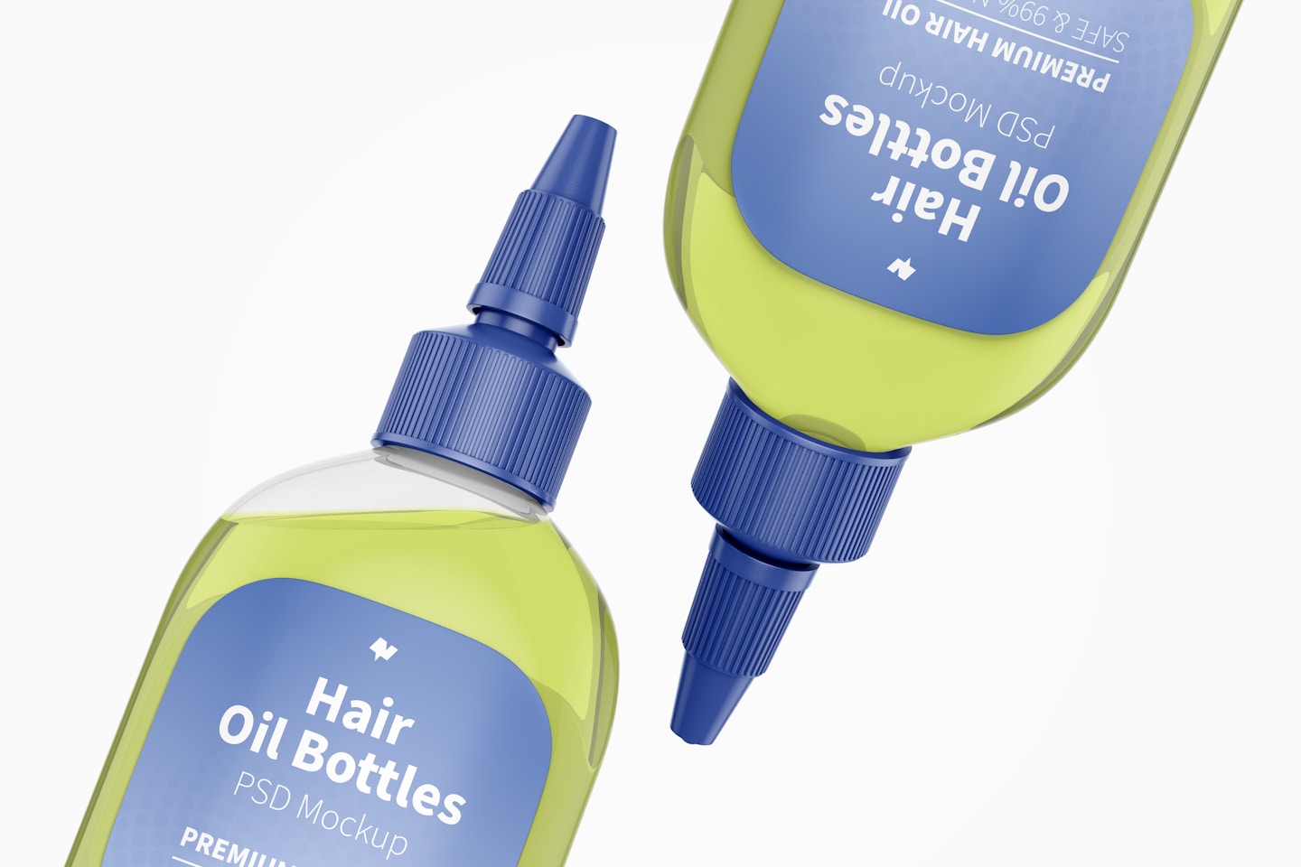 Hair Oil Bottles Mockup, Close Up