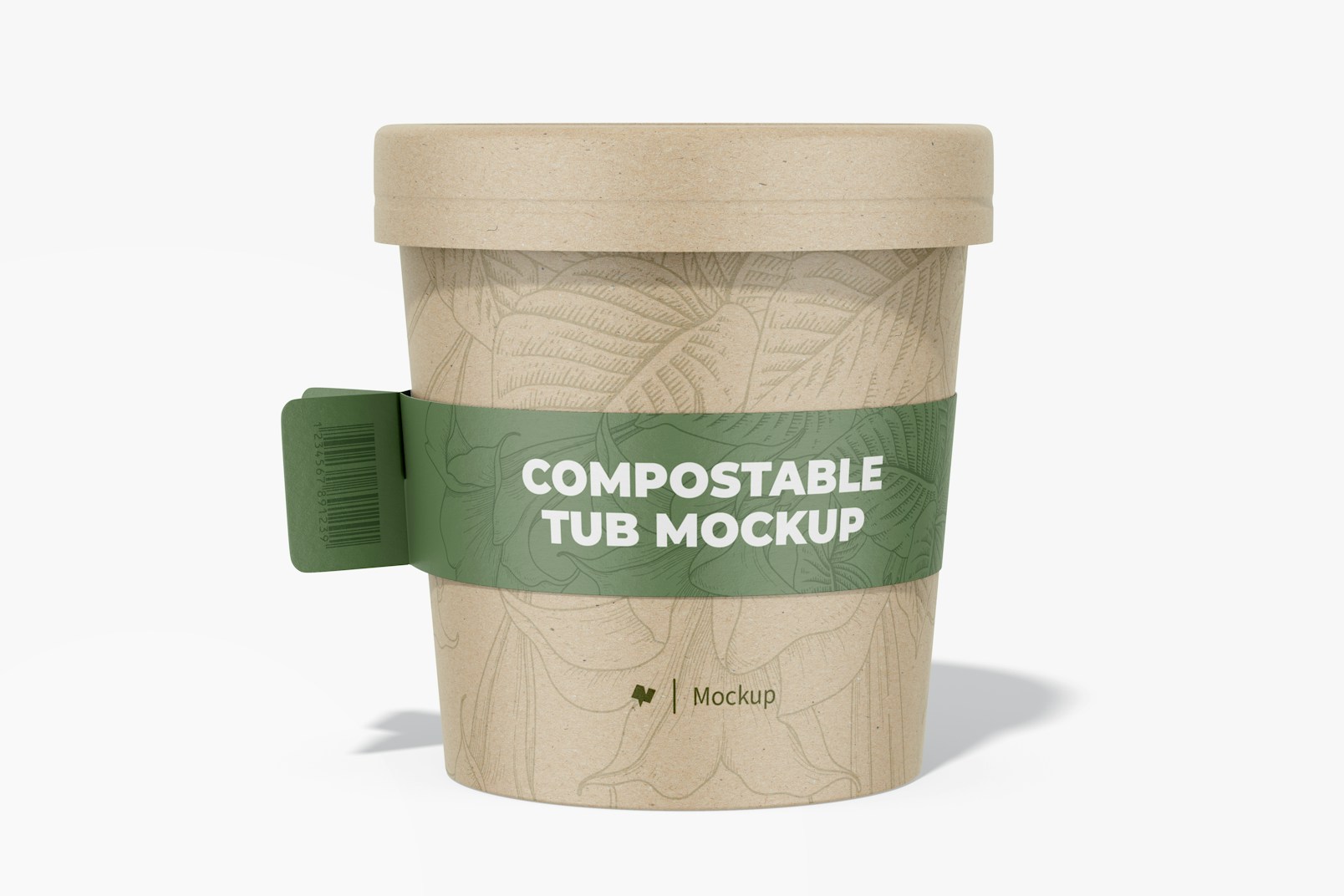 Compostable Tub with Label Mockup, Front View