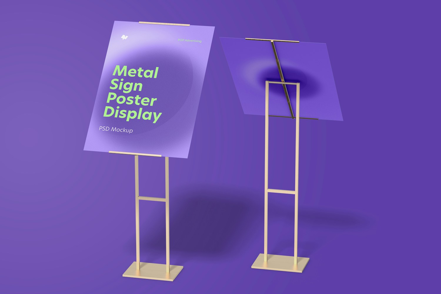 Maqueta de Rompetráficos Metálicos para Poster, Vista Frontal y Posterior