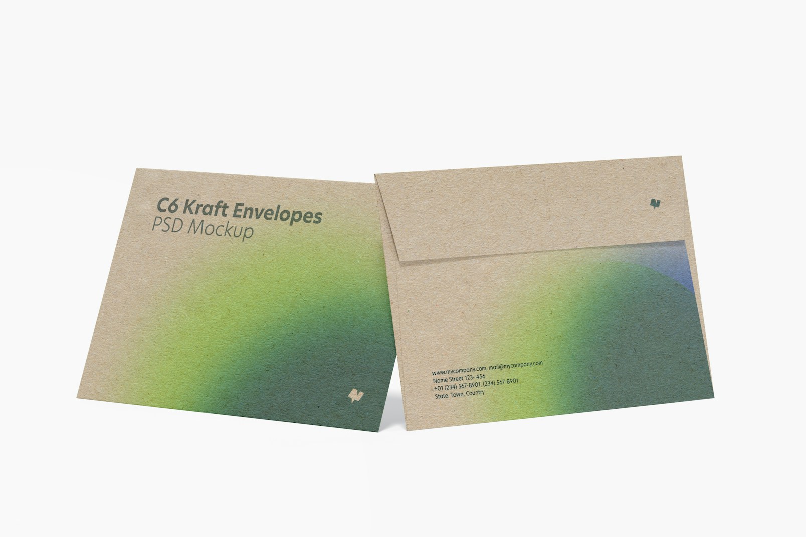 C6 Kraft Envelopes Mockup, Front View