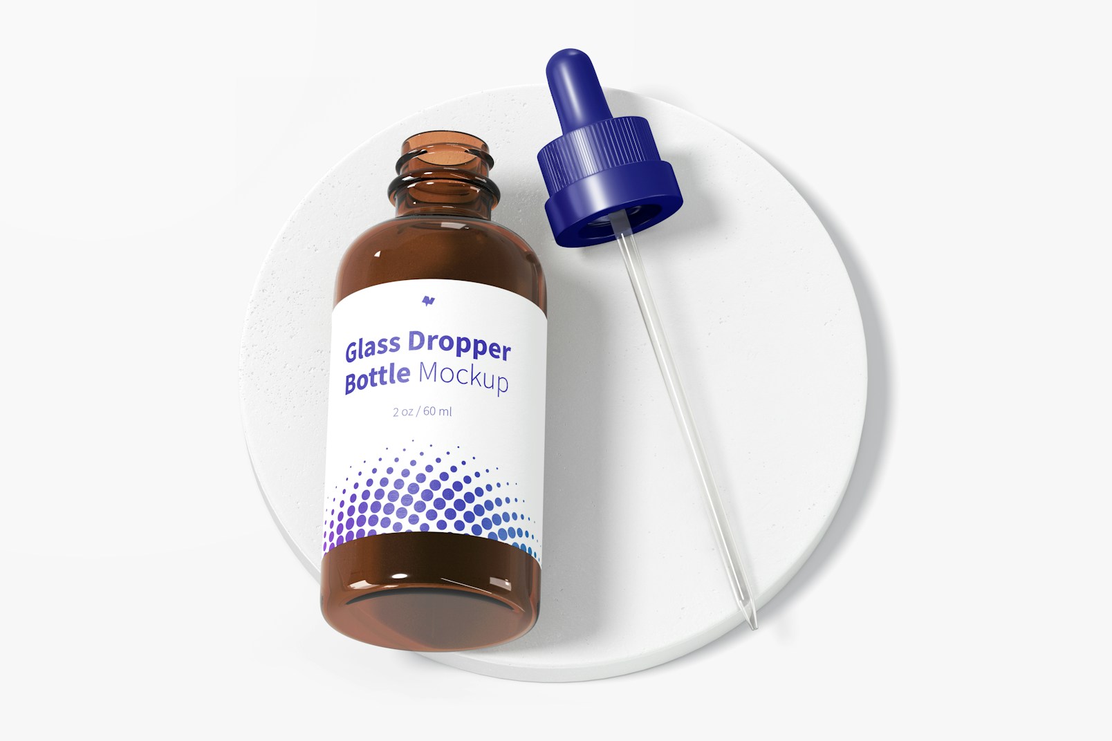 Glass Dropper Bottle Mockup, Opened