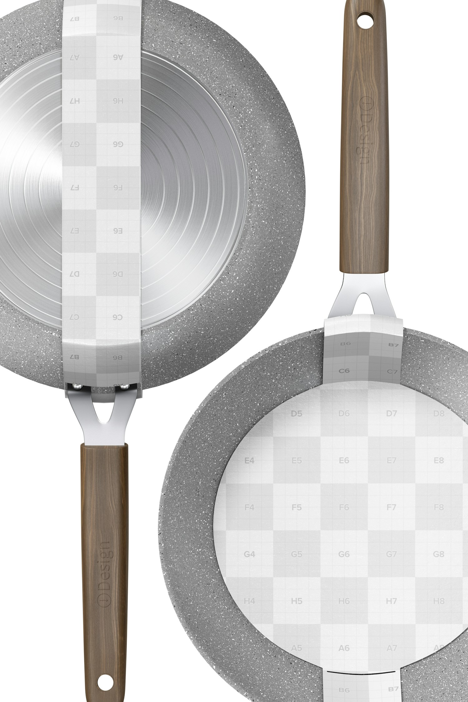 Skillet Pans Mockup, Front and Back View