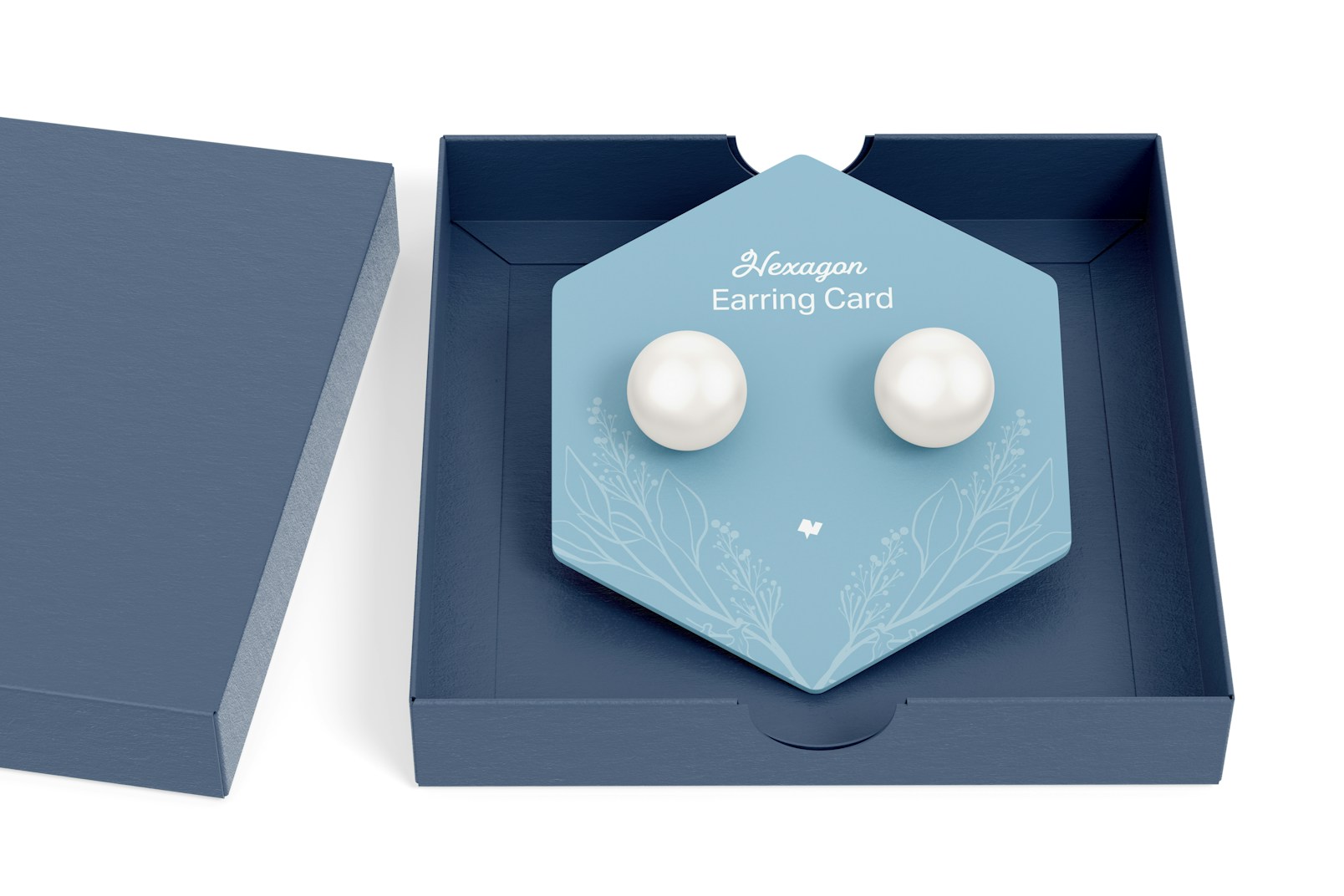 Hexagon Earring Card with Box Mockup