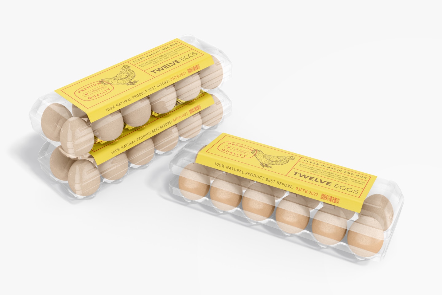 Maqueta de Caja de Huevos de Plástico Transparente, En Perspectiva