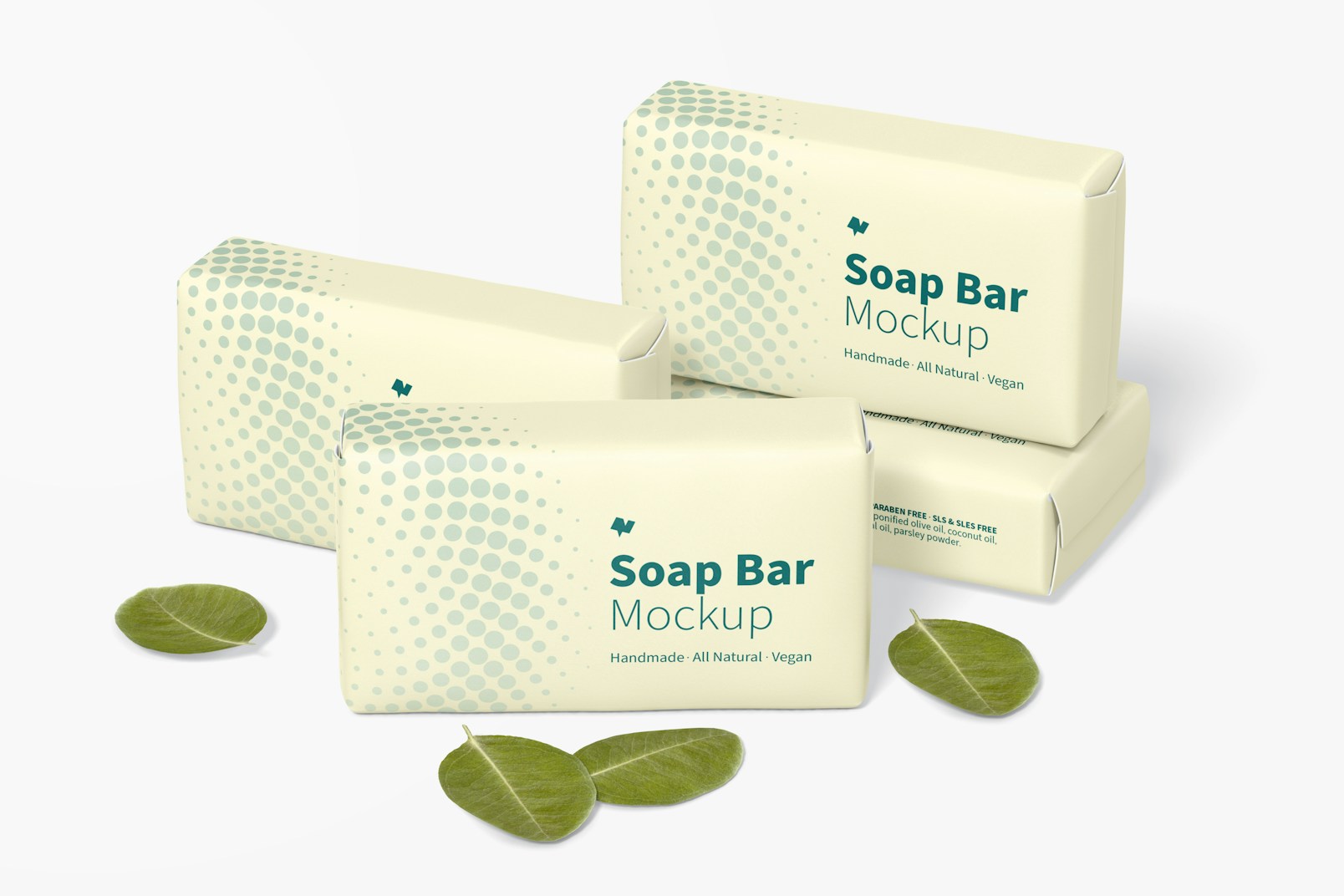 Soap Bars with Paper Package Set Mockup