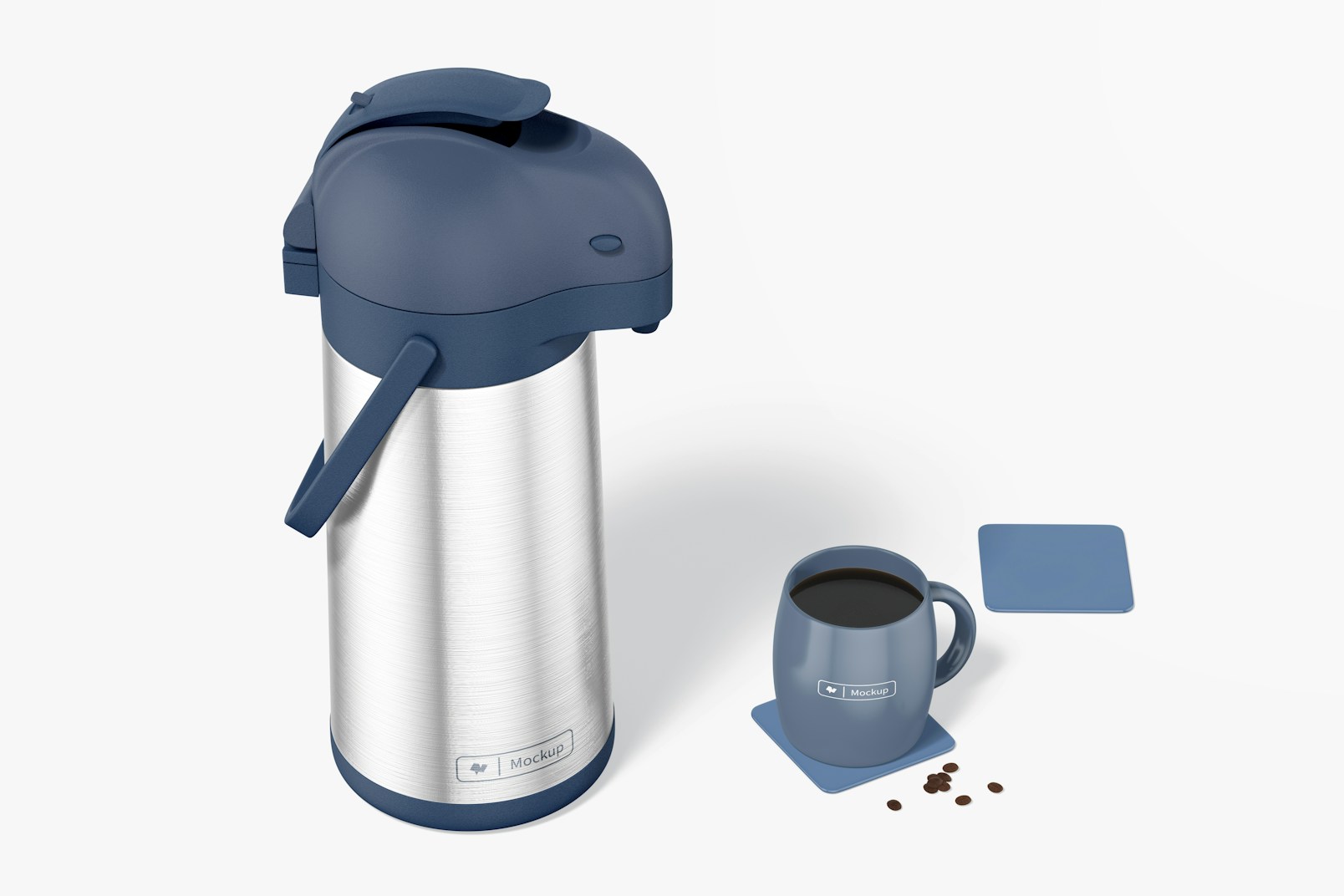 Thermal Coffee Dispenser with a Mug Mockup