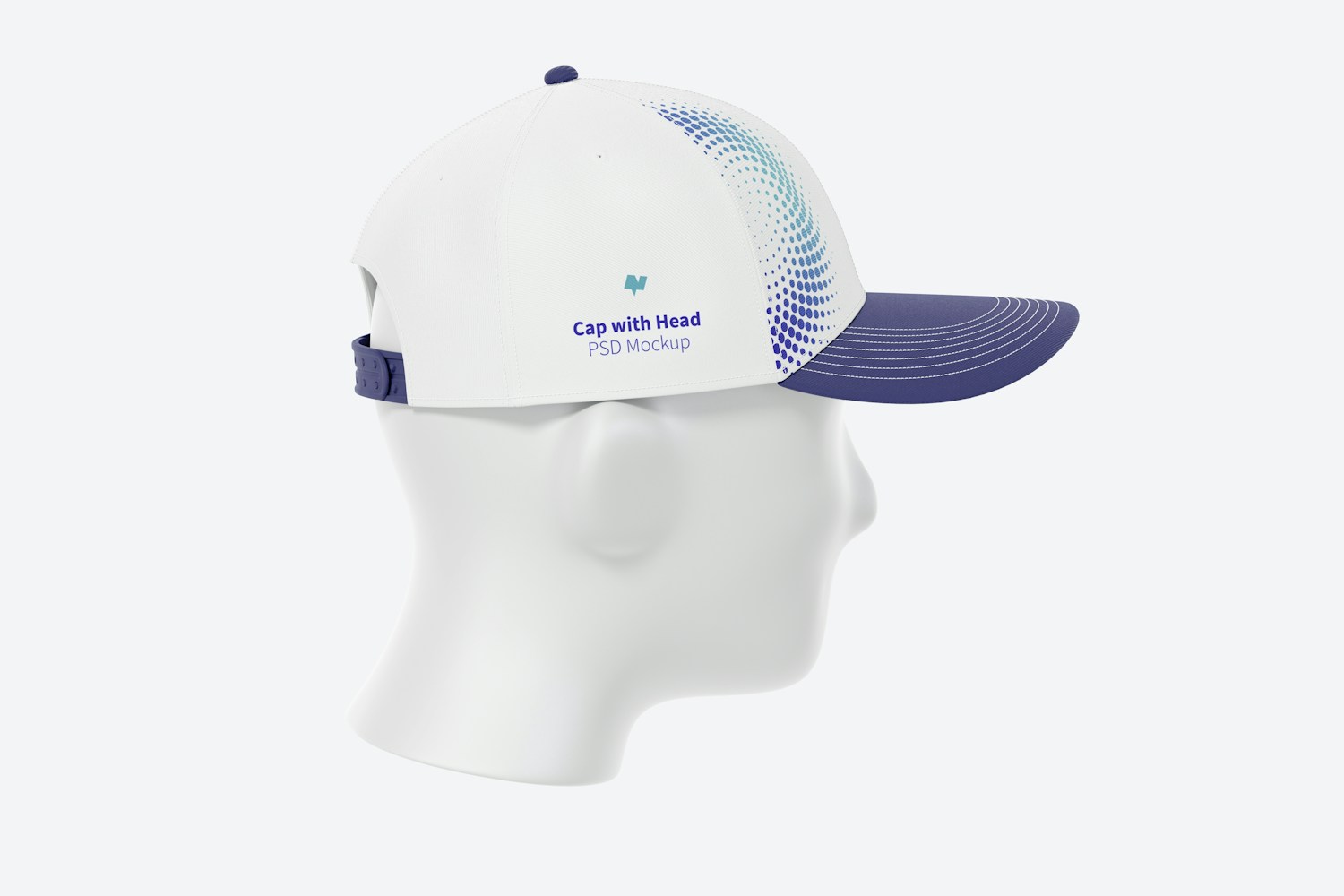 Cap with Head Mockup, Left View