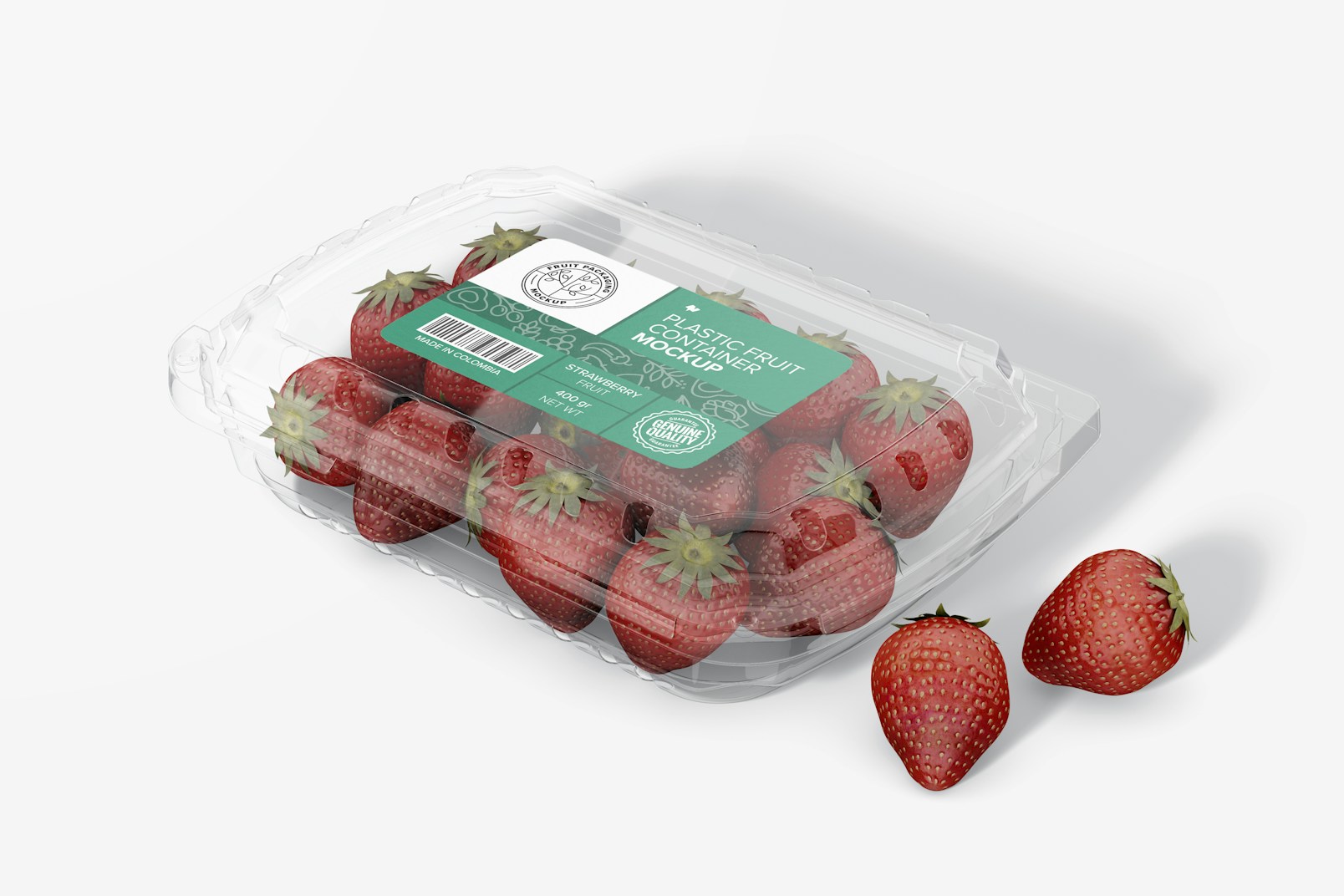 Plastic Fruit Container Mockup, Perspective