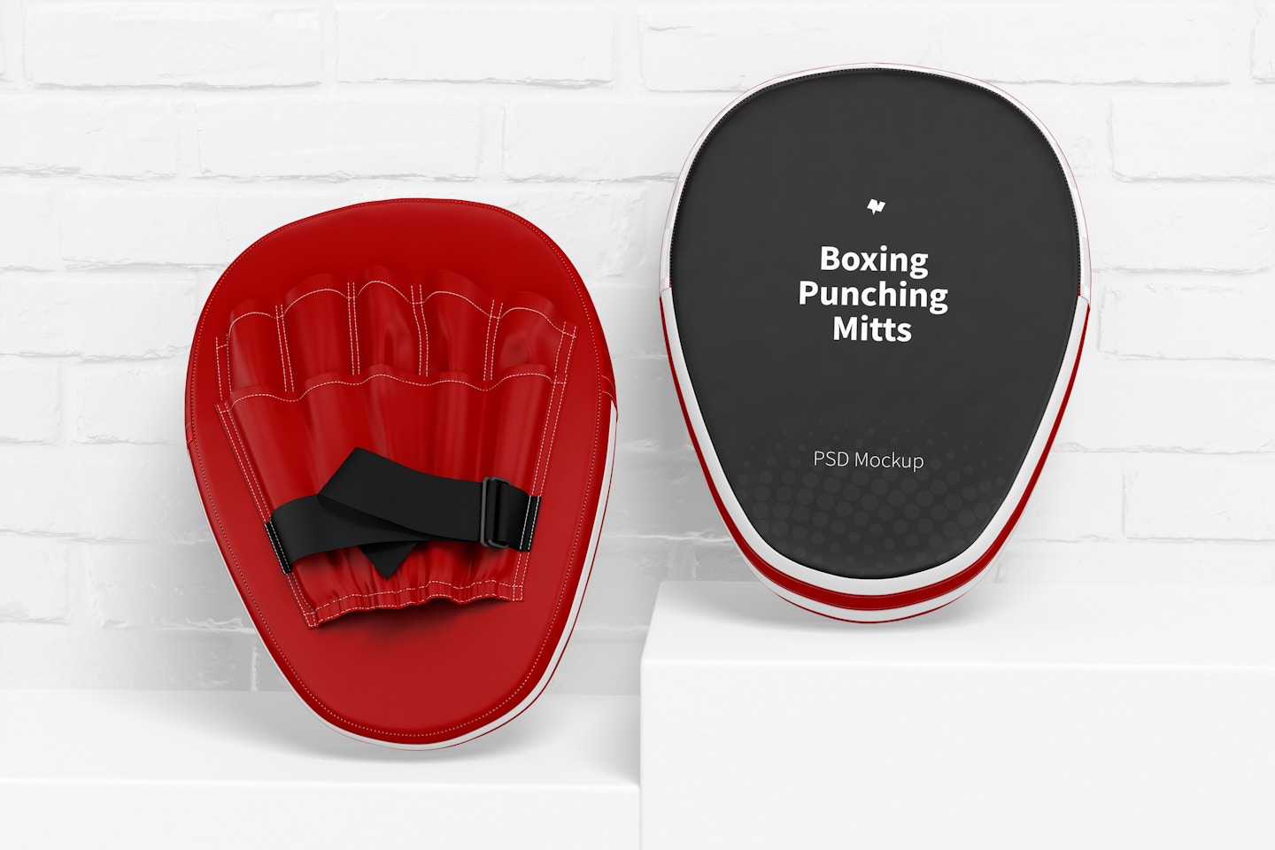 Boxing Punching Mitts Mockup, Front and Back View