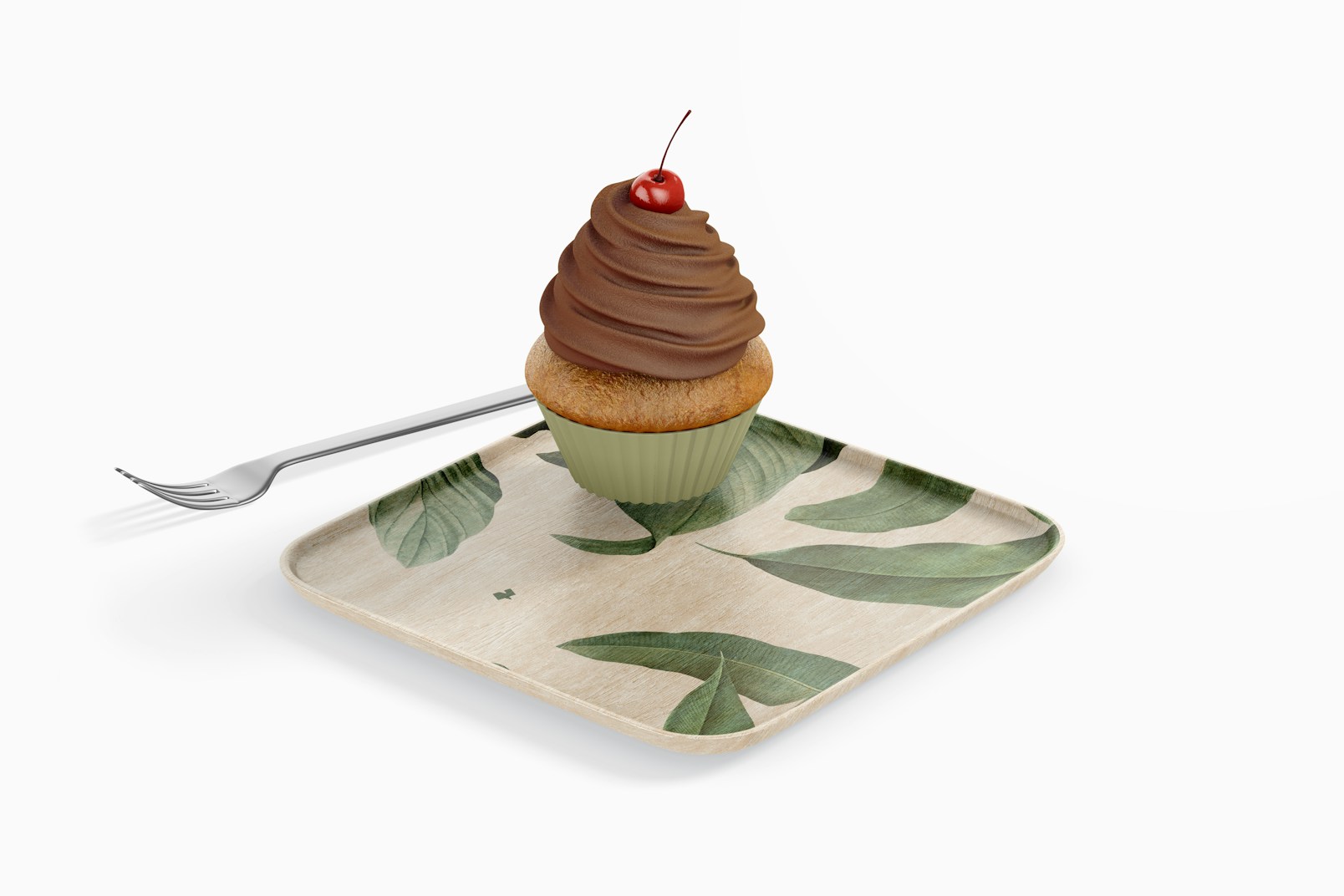 Square Dessert Plate Mockup, Front View