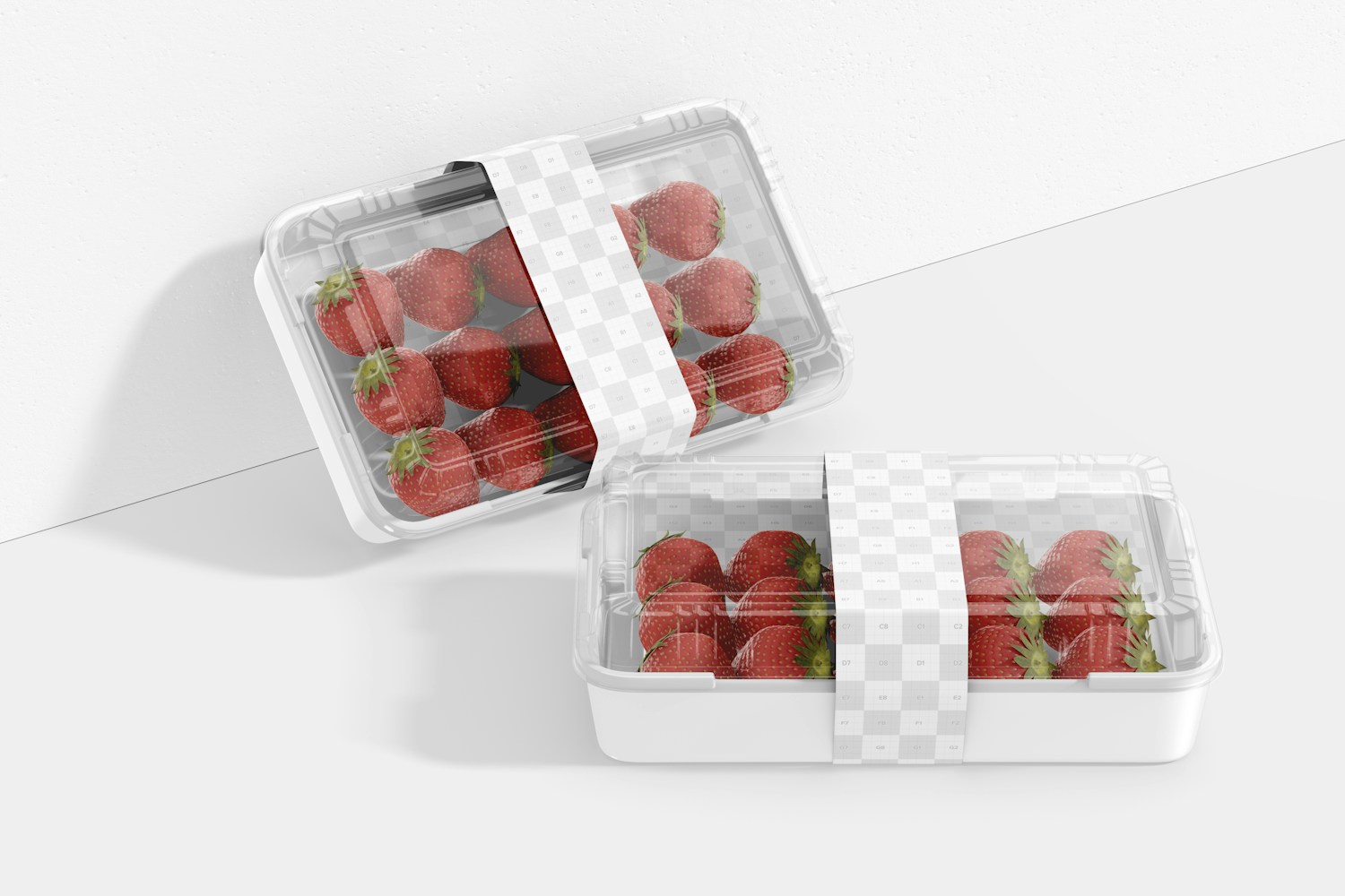 Fruit Containers with Label Mockup, Leaned