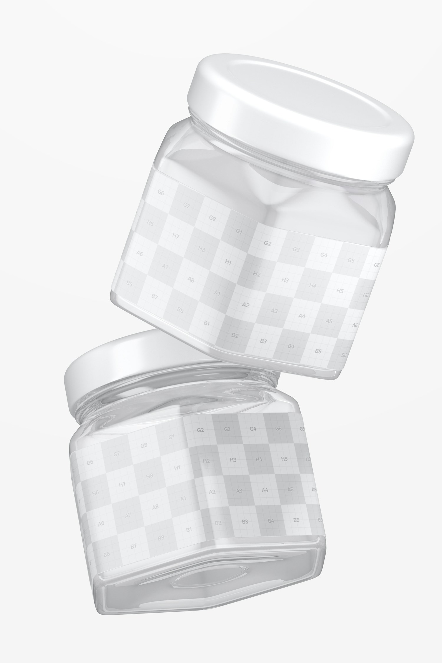 4 oz Glass Hexagon Jars Mockup, Falling