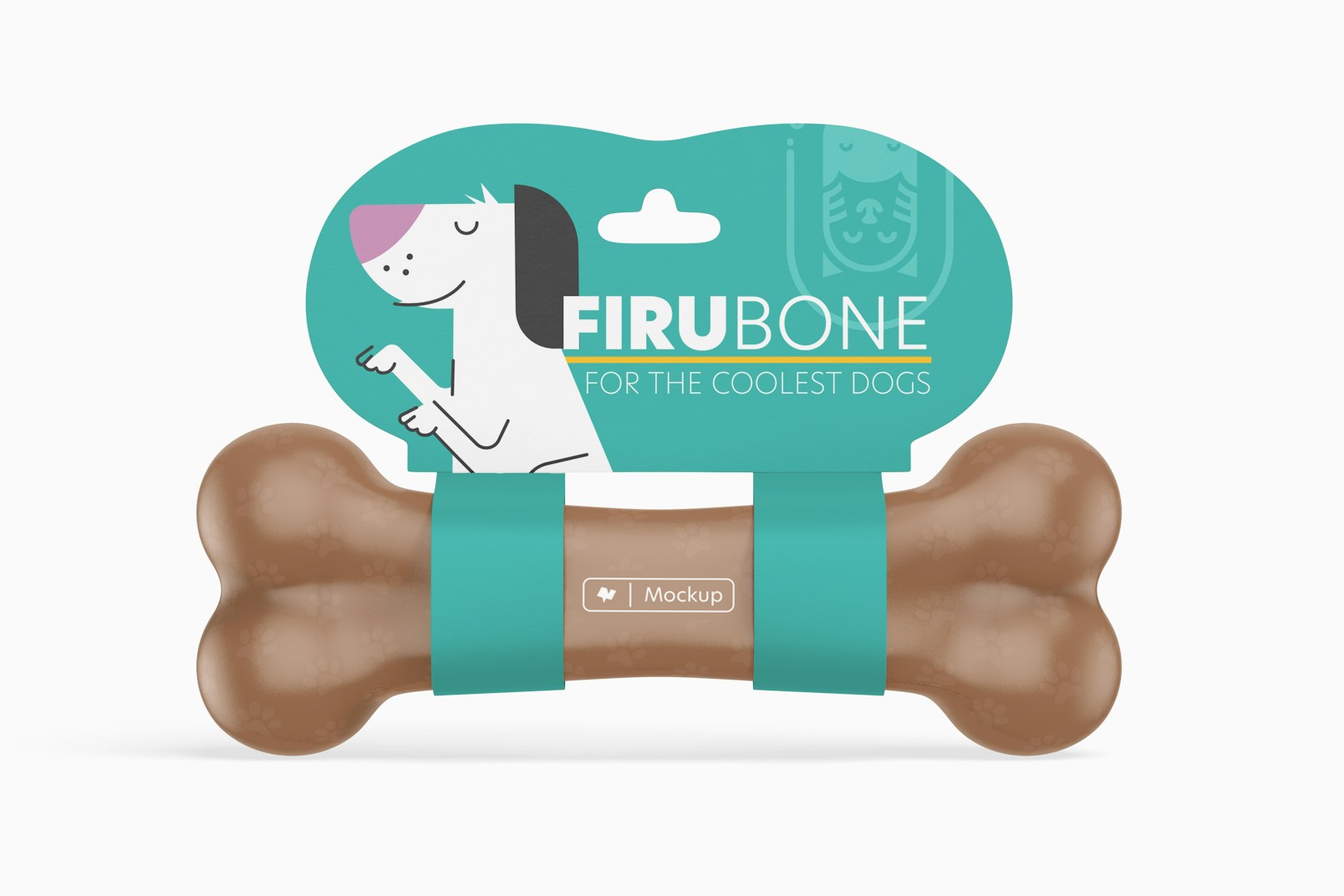 Chewing Bone with Label Mockup, Front View