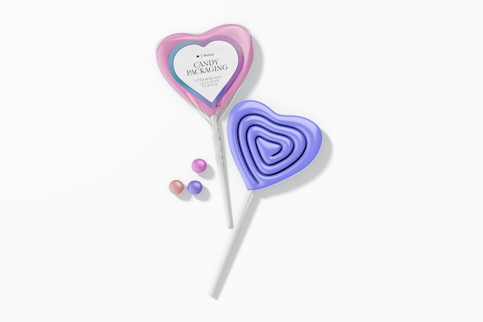 Heart Lollipop with Label Mockup