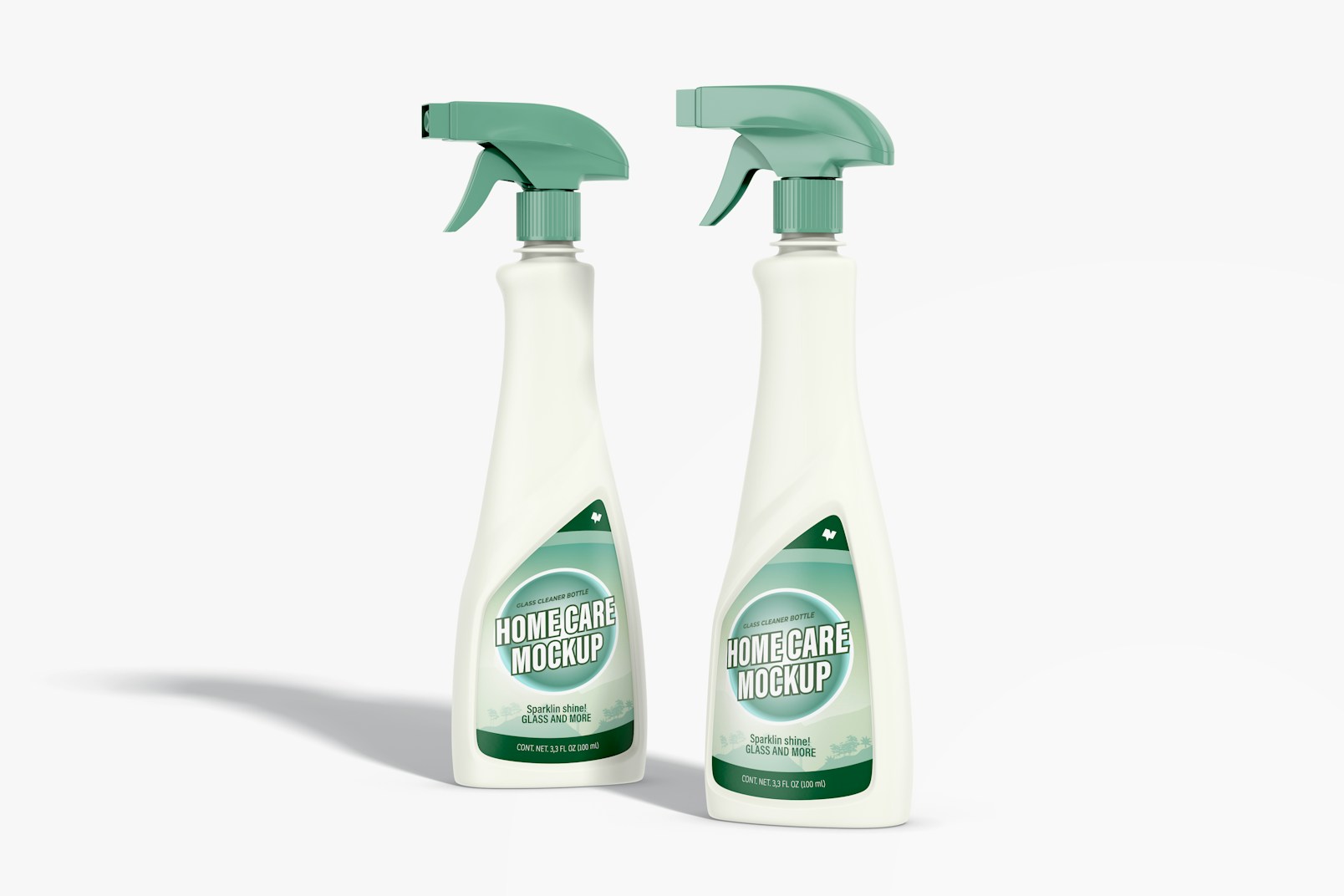 Glass Cleaner Bottles Mockup, Front View
