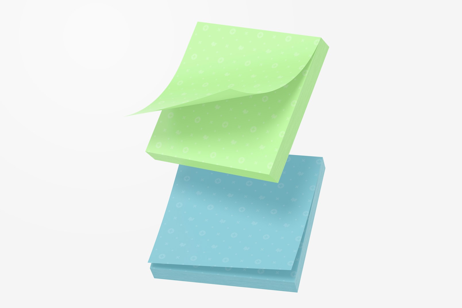 Square Sticky Notes Mockup, Floating