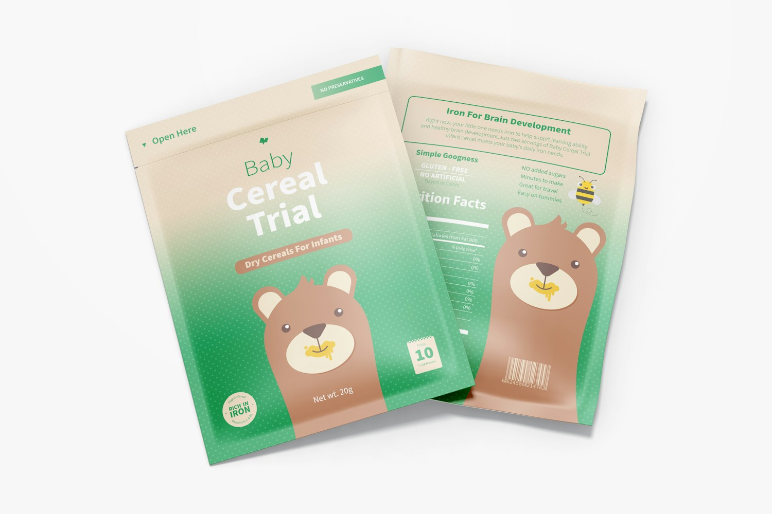 Baby Cereal Trial Pack Mockup, Top View