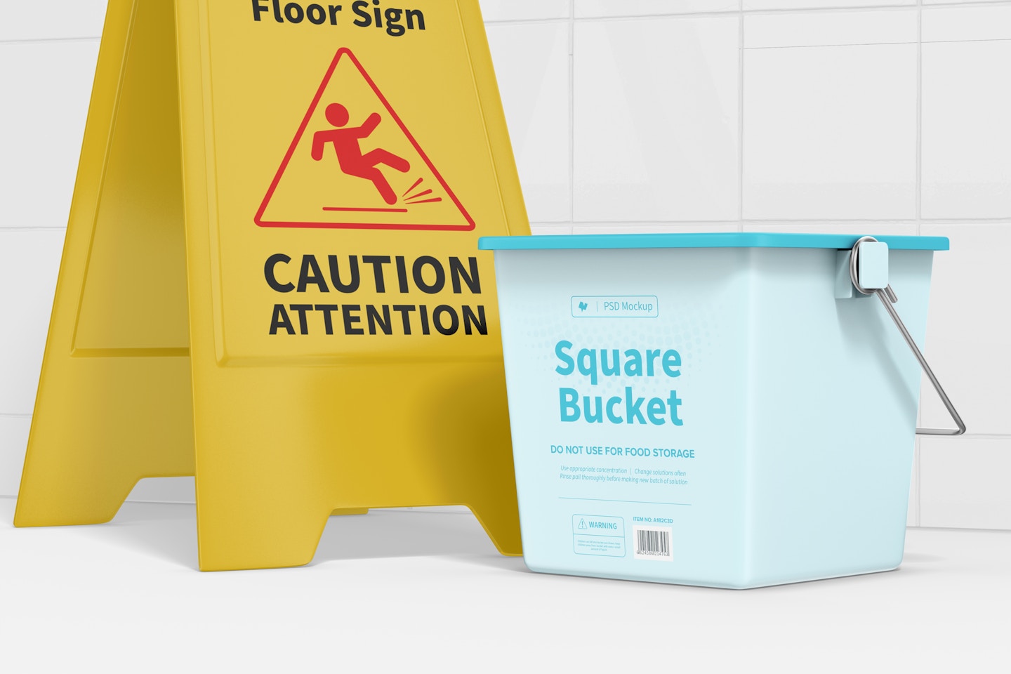 Square Bucket Mockup, Perspective