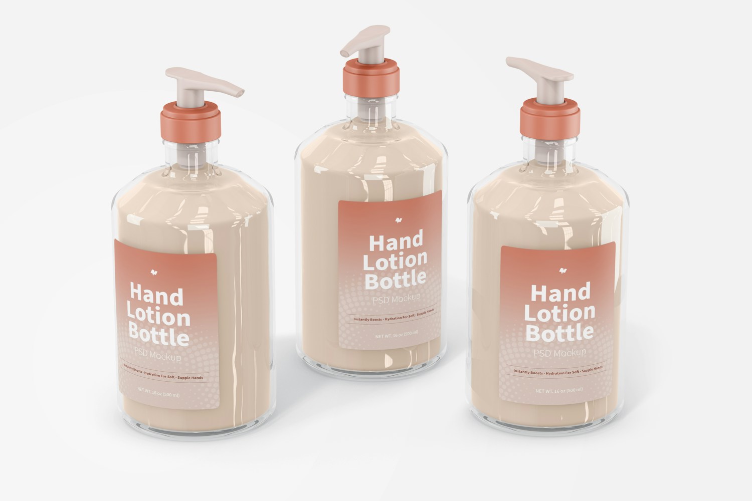 500 ml Hand Lotion Bottles Mockup 500 ml Hand Lotion Bottles Mockup