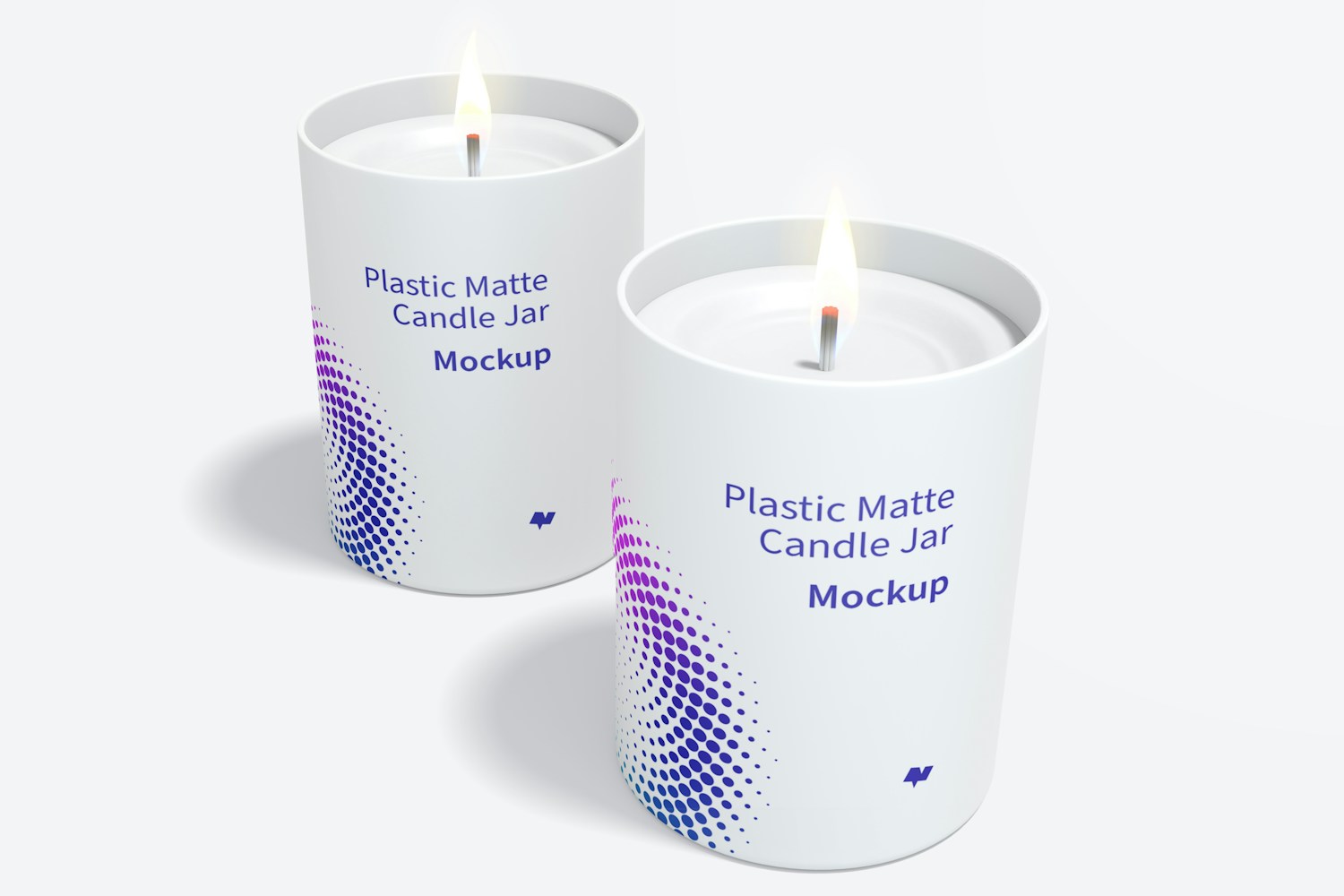 Plastic Matte Candle Jars Mockup, Front View