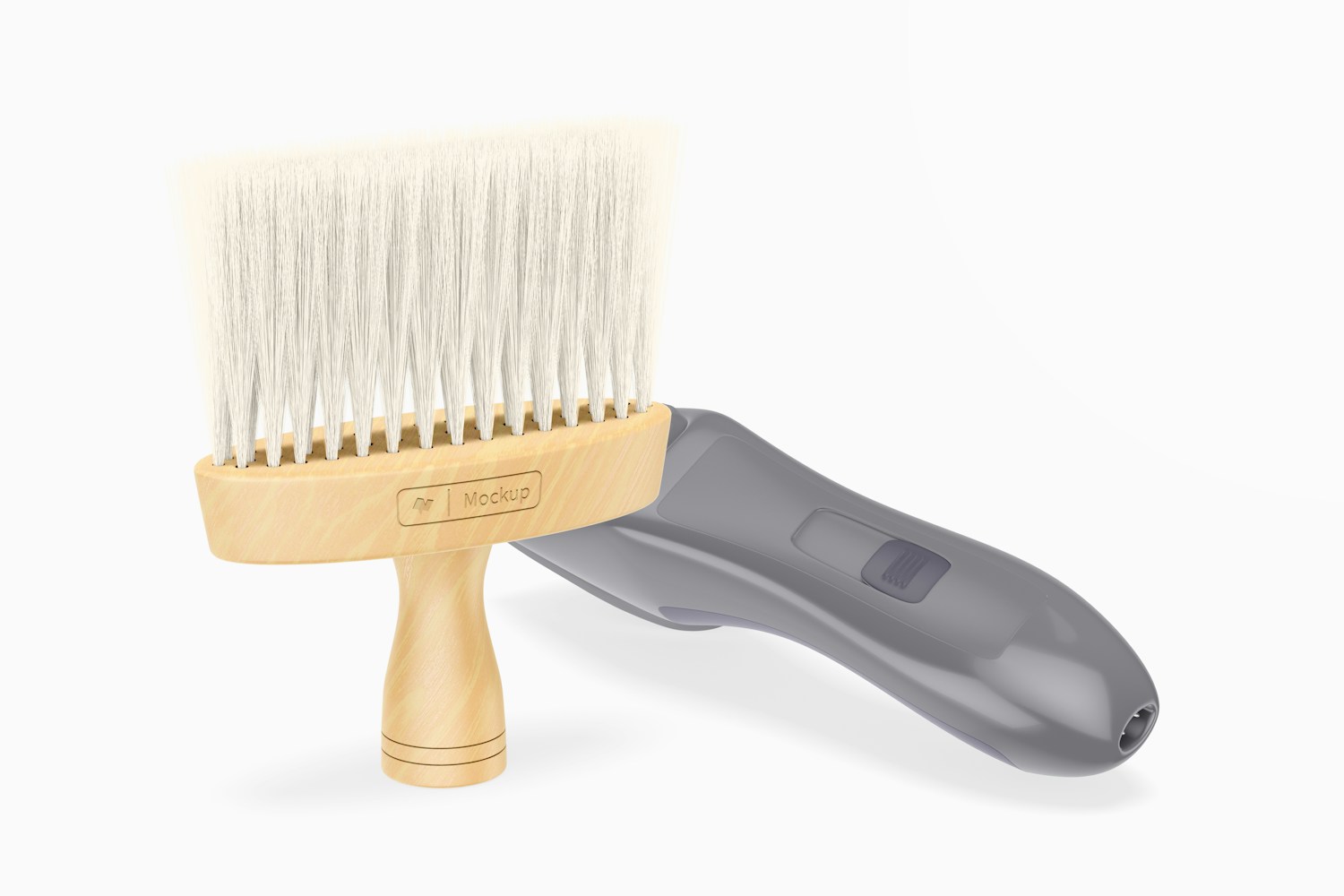Barber Neck Duster Brush Mockup, with Razor